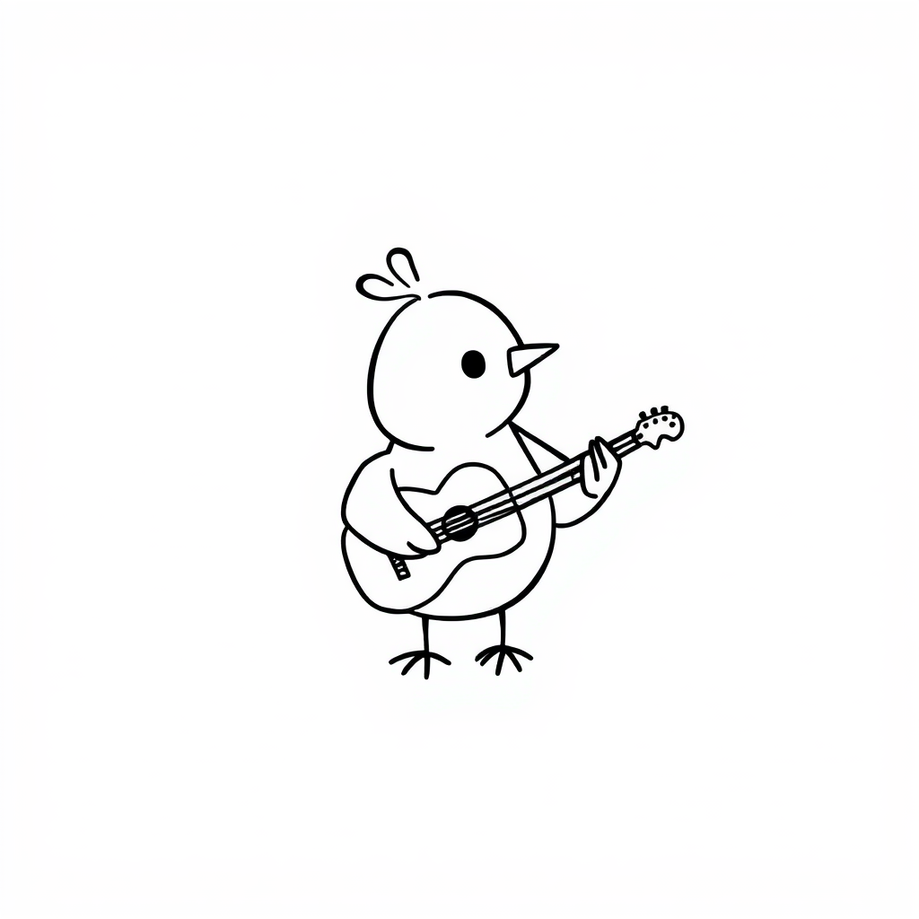 Bird playing a guitar