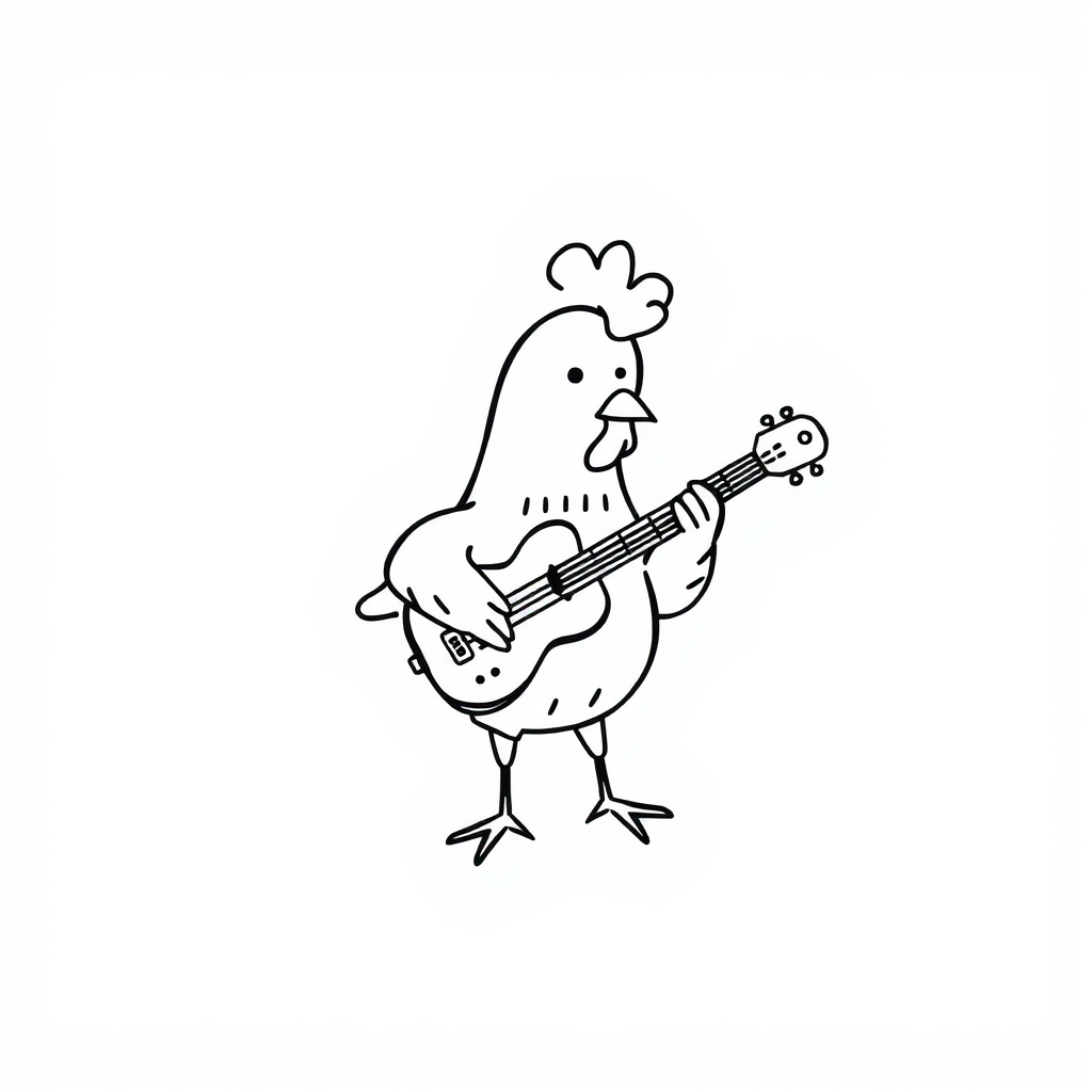 Chicken playing guitar