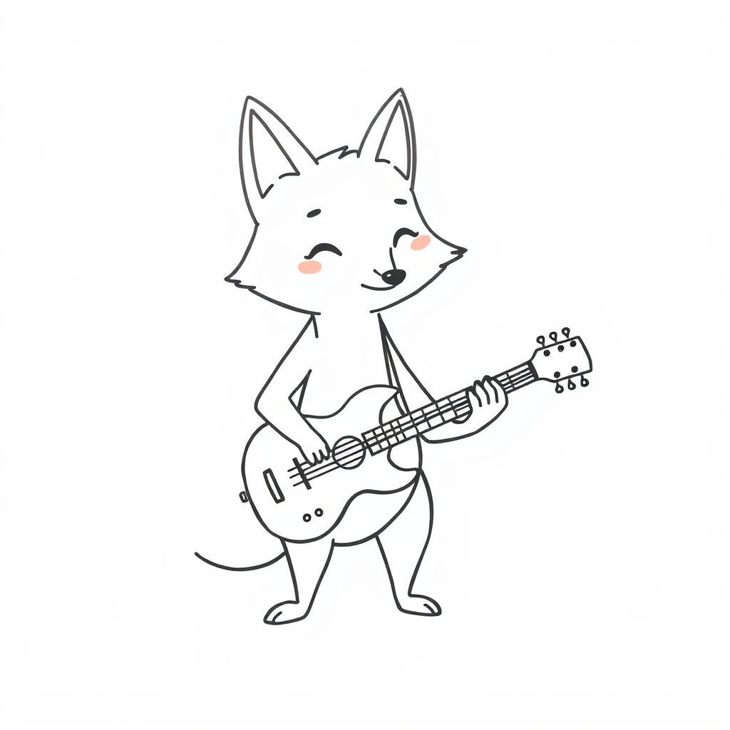 Fox playing guitar