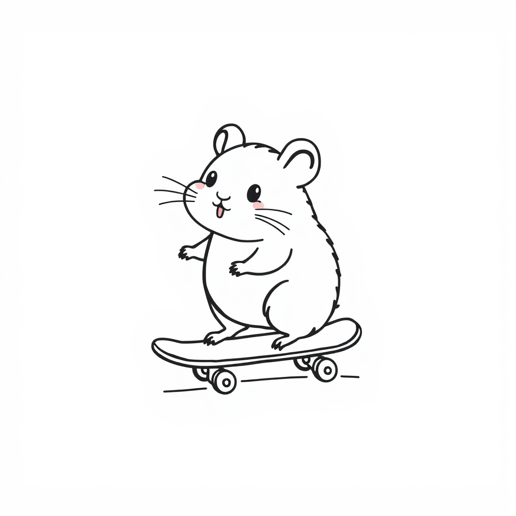 Hamster riding skateboard