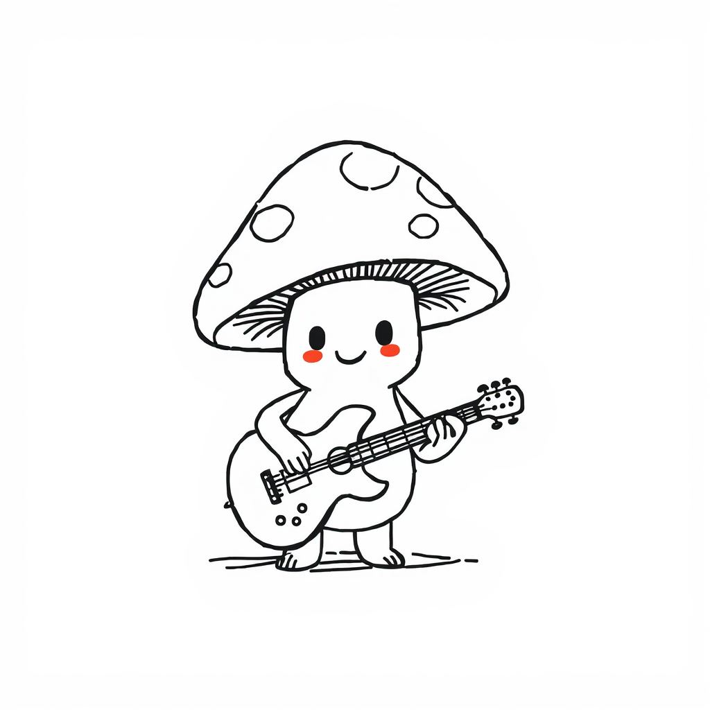 Mushroom playing guitar