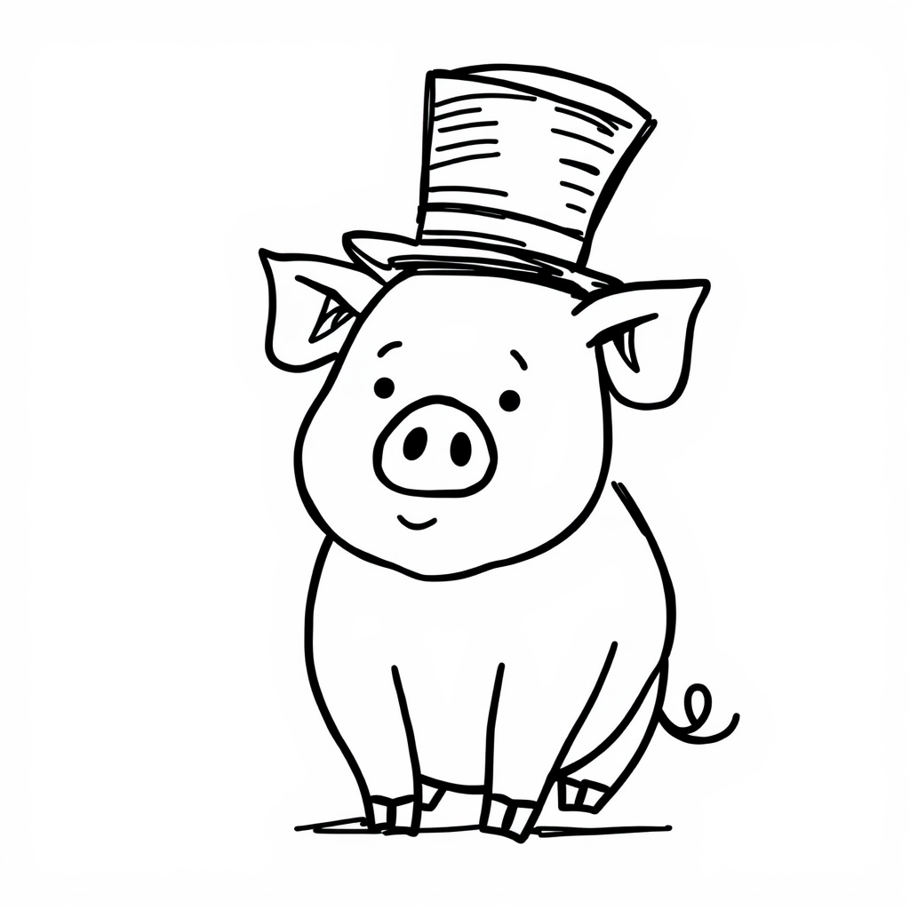 Pig in a top hat