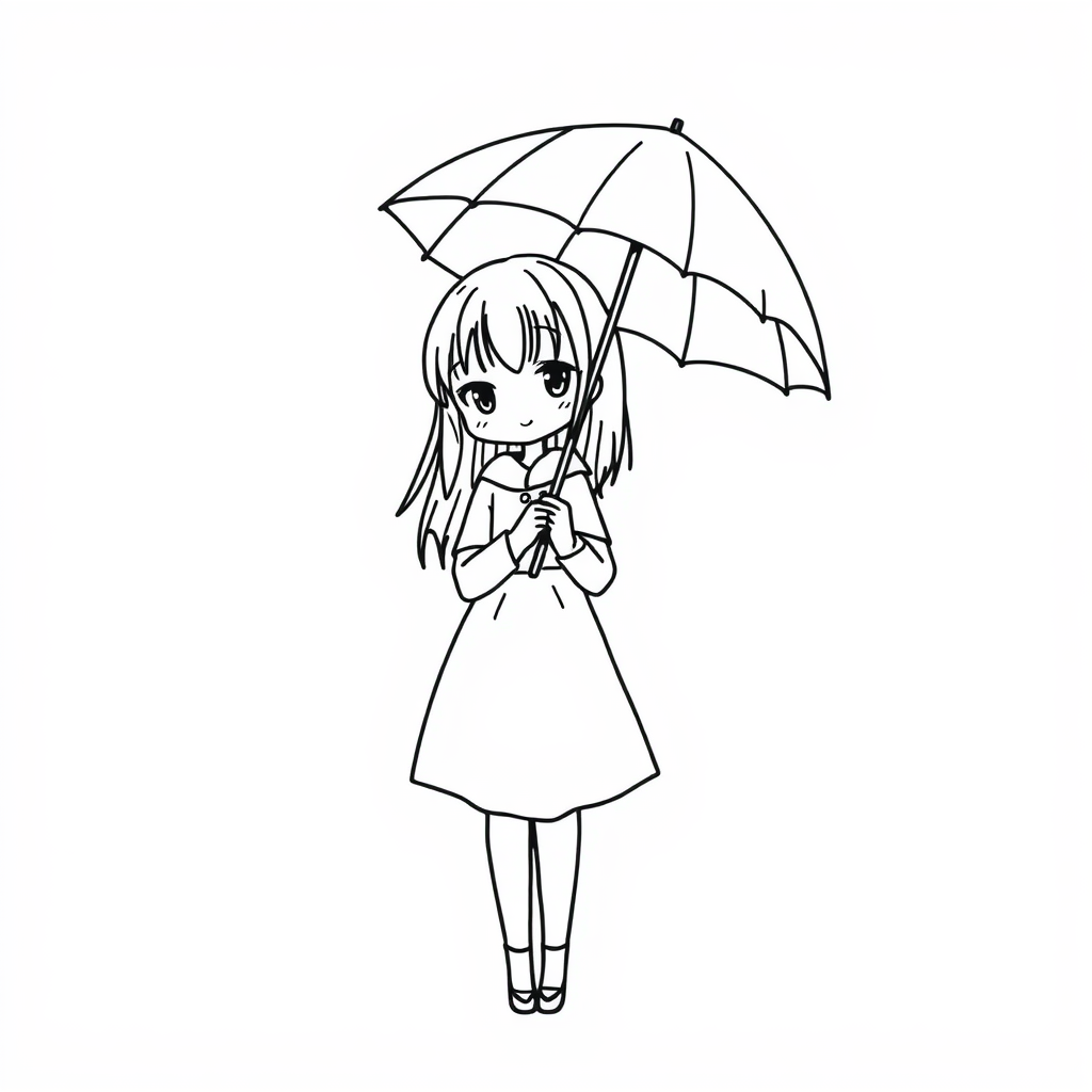 Anime Girl Holding Umbrella