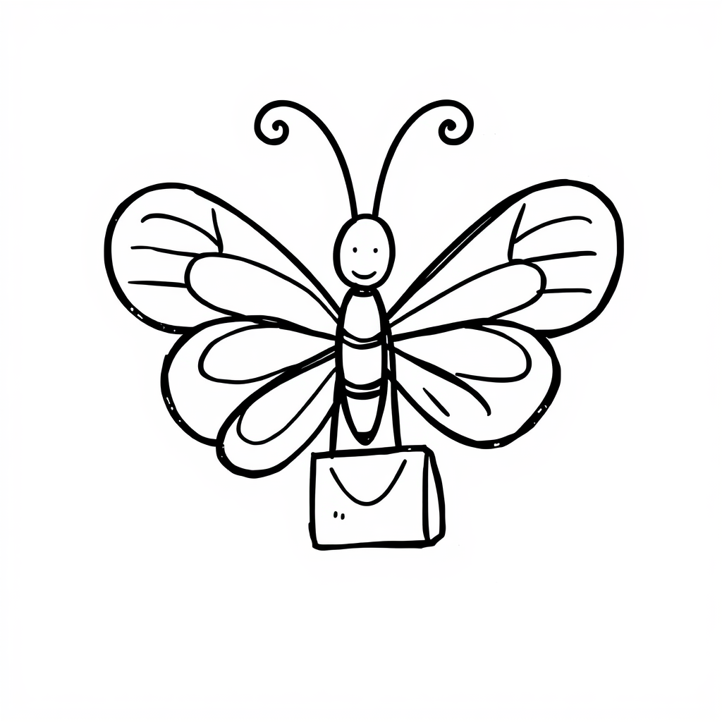 Butterfly holding a purse