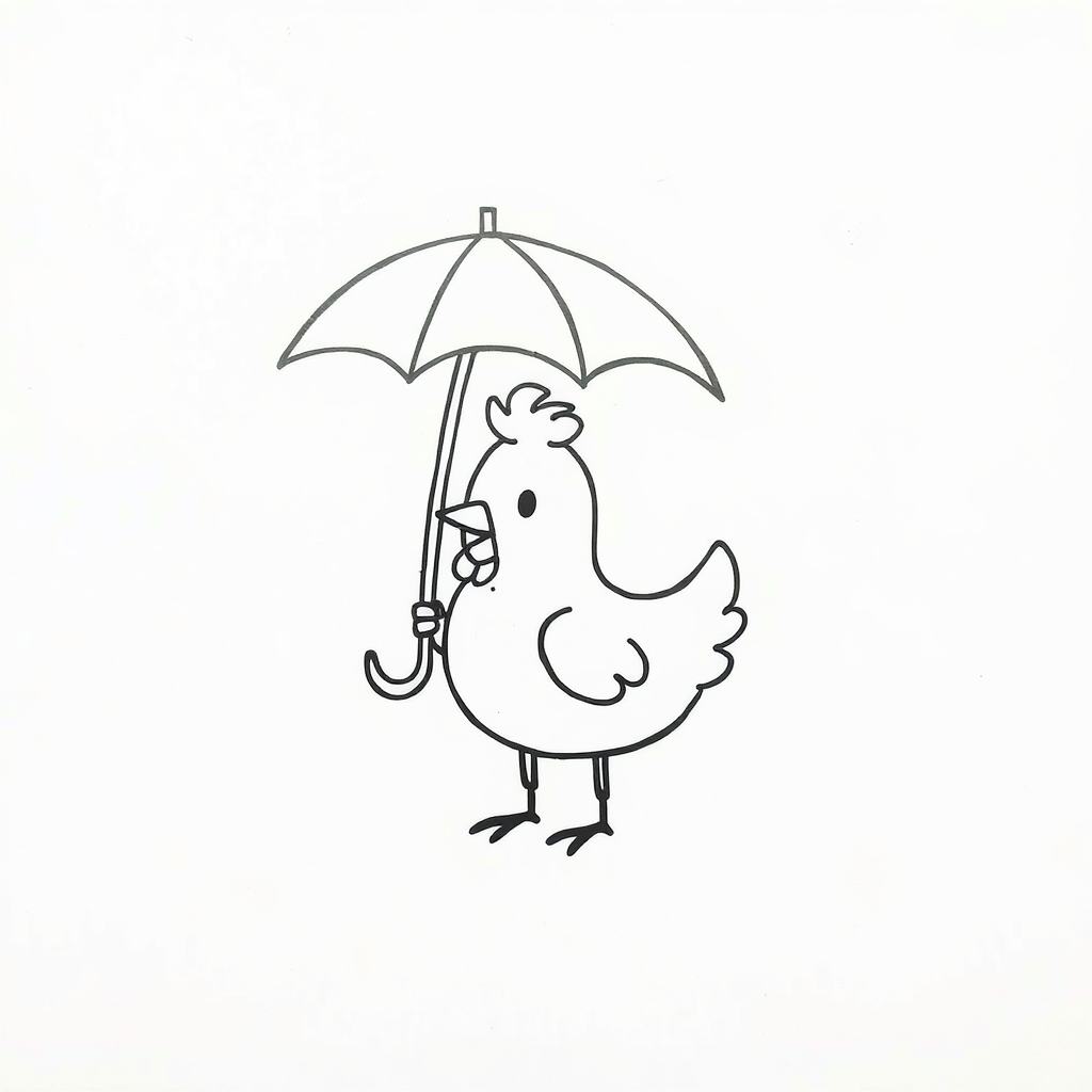 Chicken holding an Umbrella