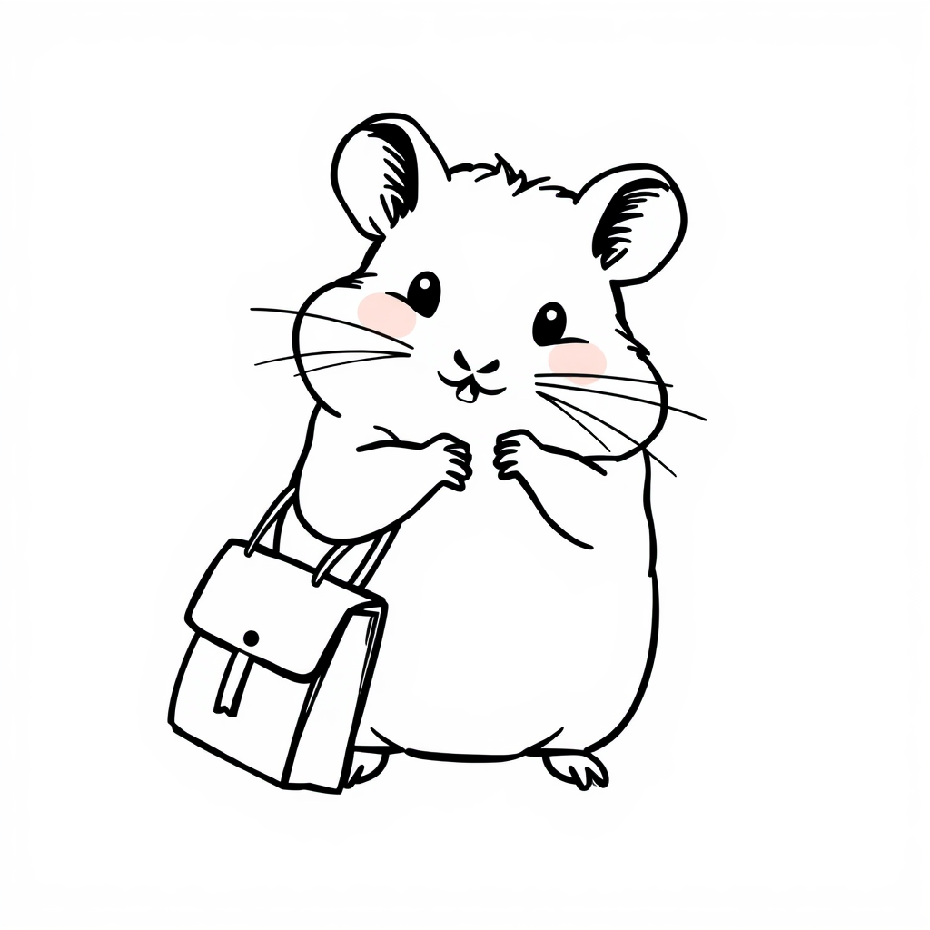 Hamster clutching a handbag