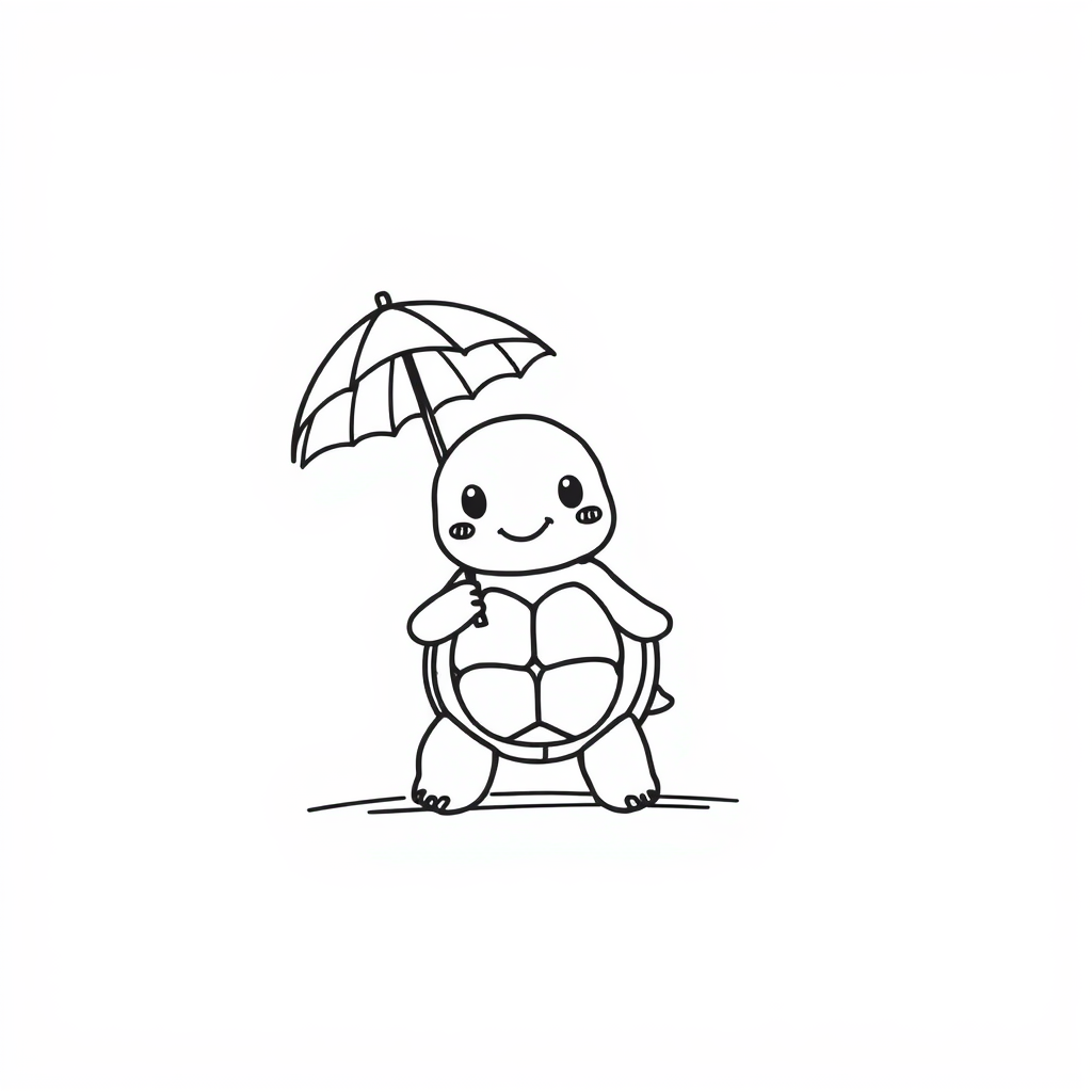 Turtle holding a parasol