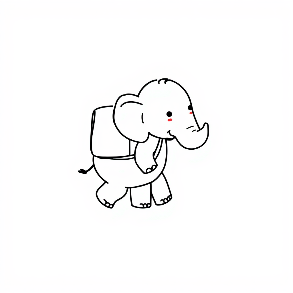 Elephant carrying backpack