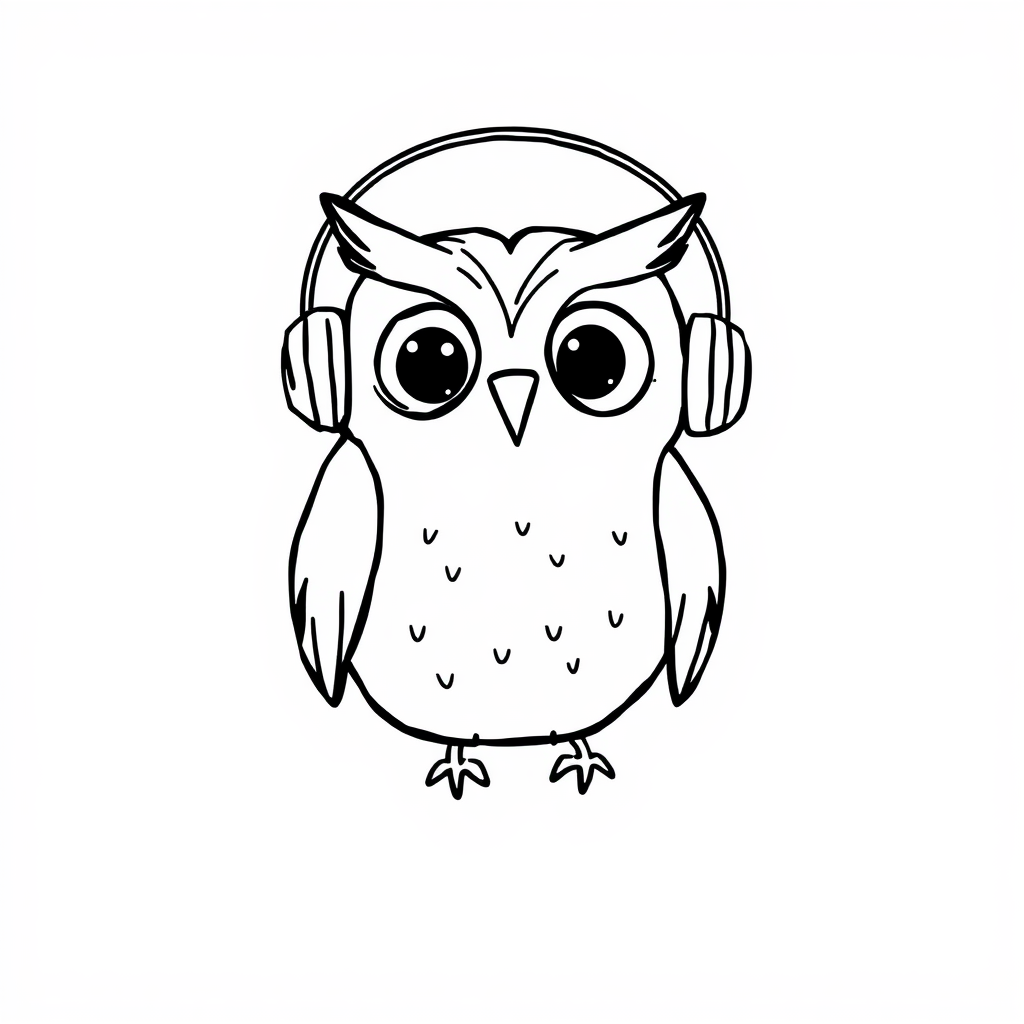 Owl with headphones