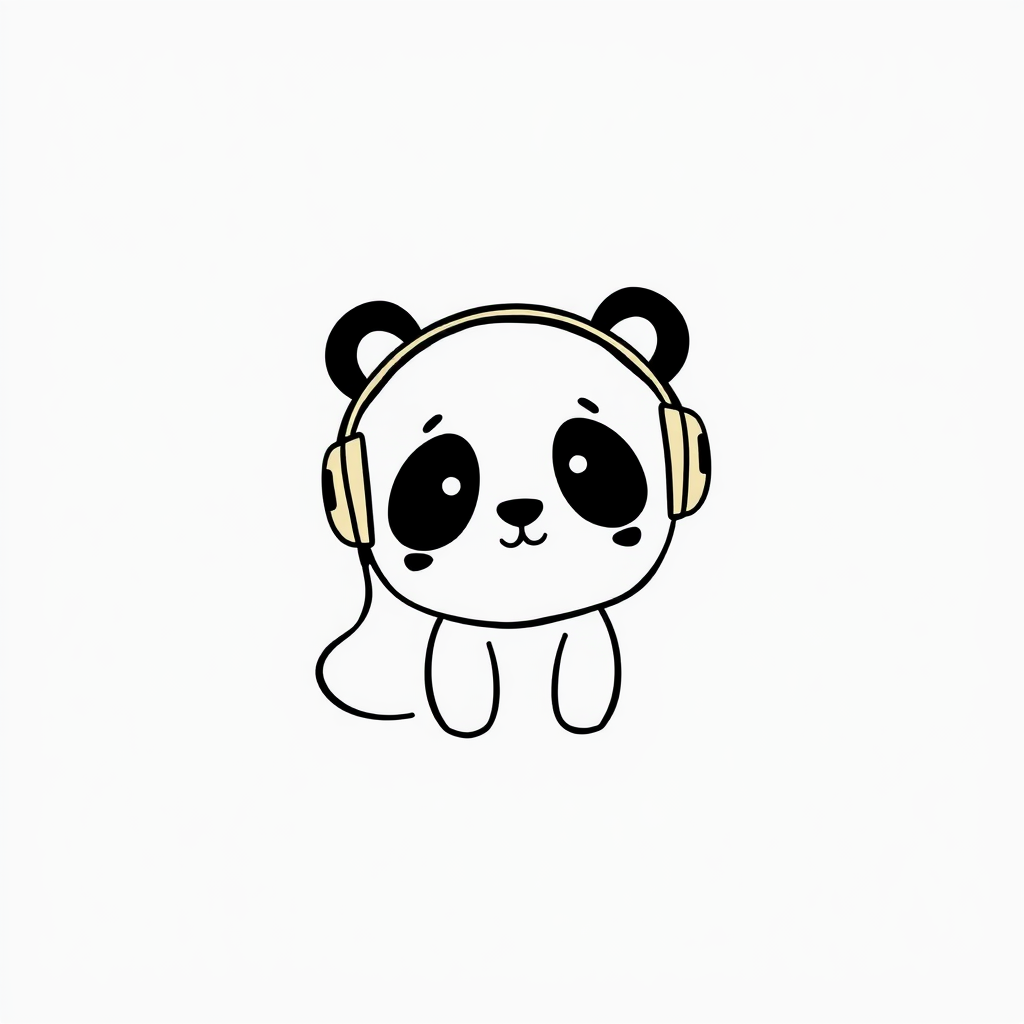 Panda with headphones