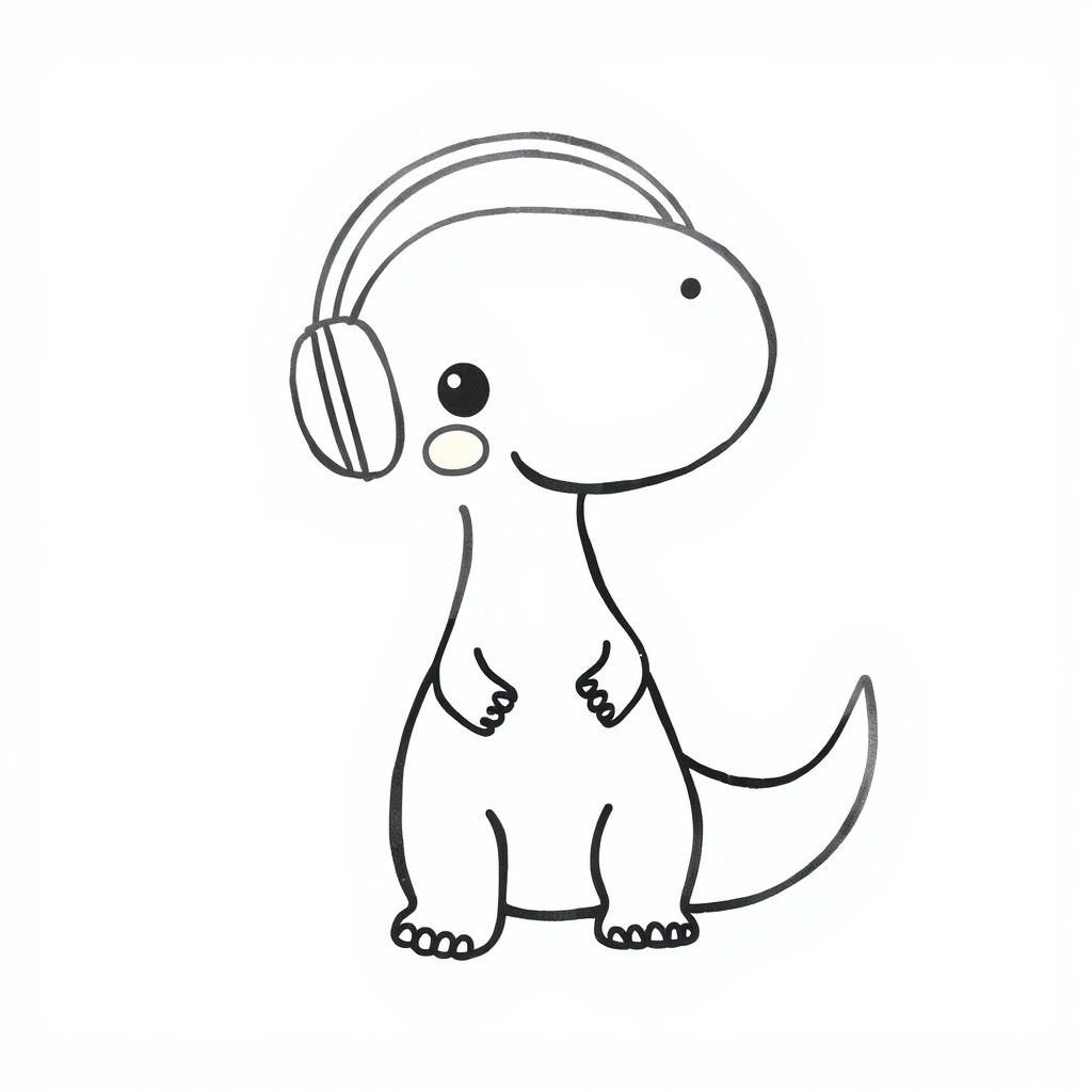 Dino with earmuffs