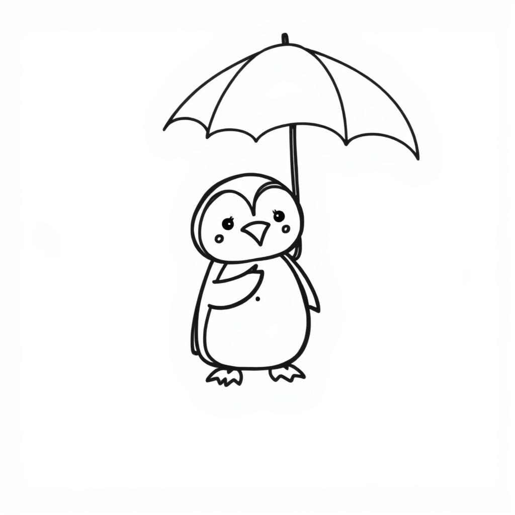 Penguin holding an umbrella