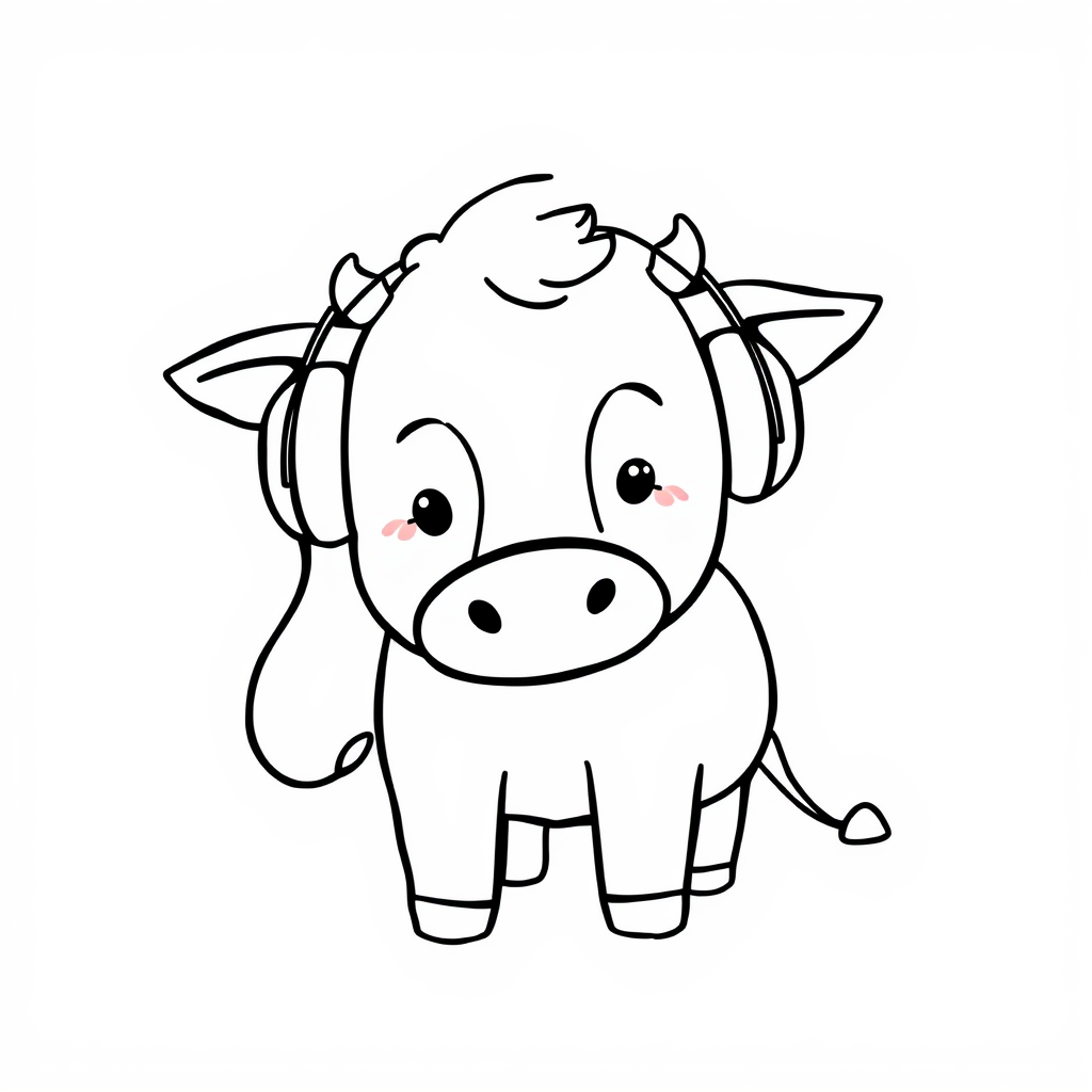 Cow with headphones