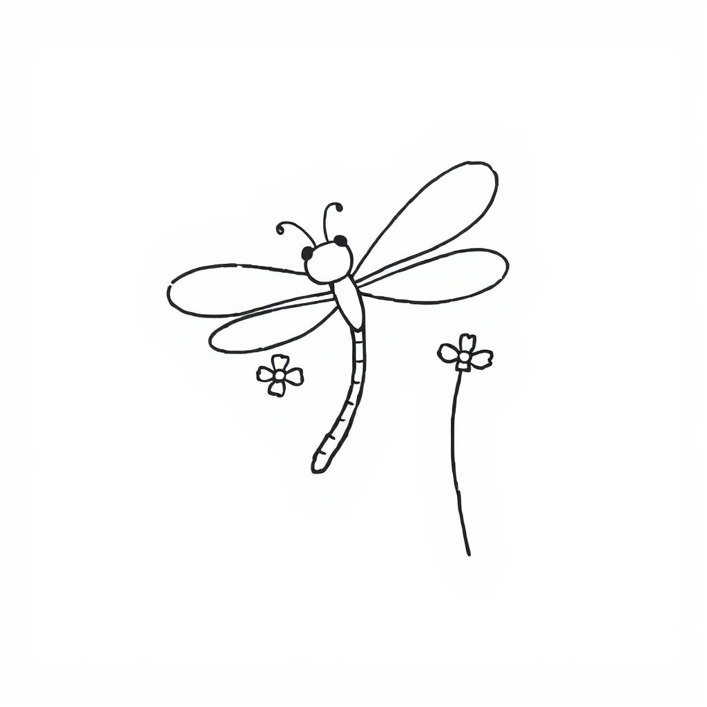 Dragonfly holding a small flower