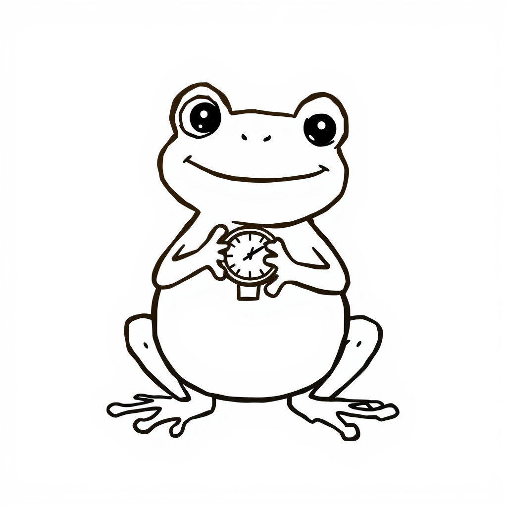 Frog with a wristwatch.