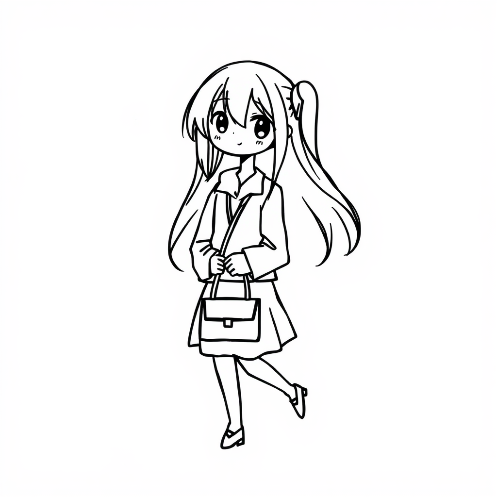 Anime Girl Holding Purse.