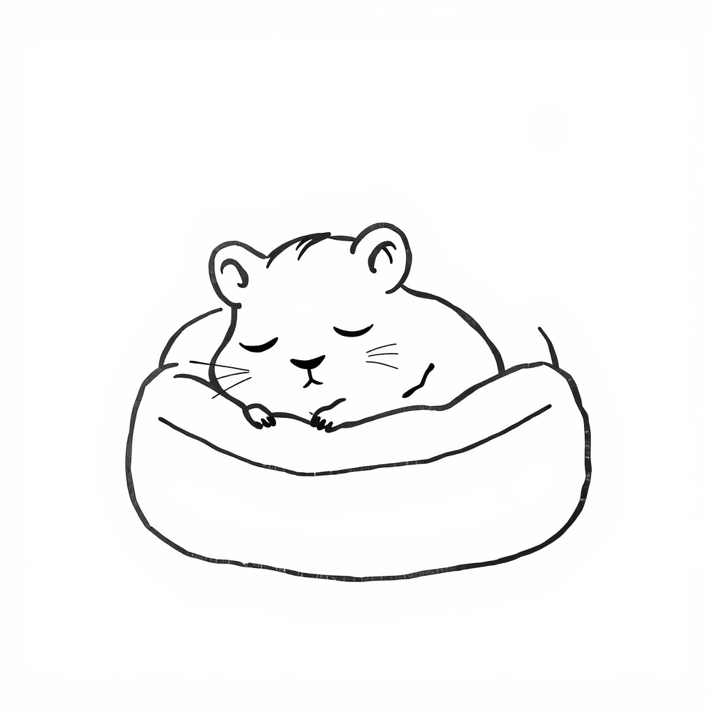 Sleepy Hamster in Cozy Bed