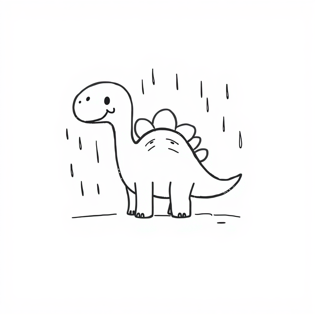 Sad Dinosaur in Rain