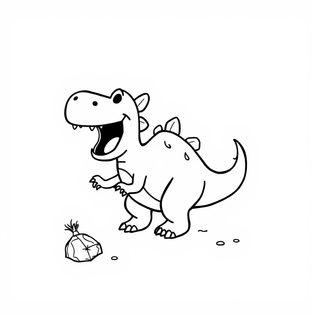 Excited Dinosaur Finding Treasure