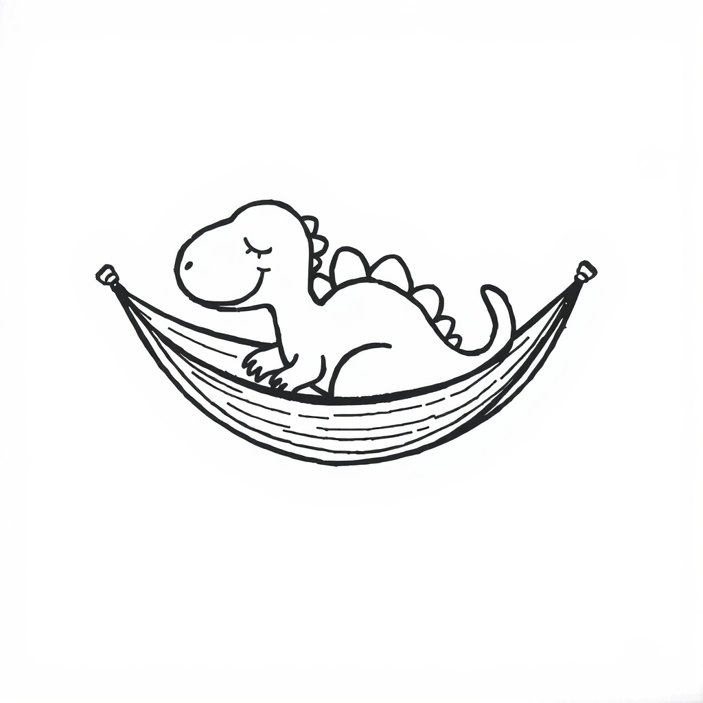 Sleepy Dinosaur on Hammock