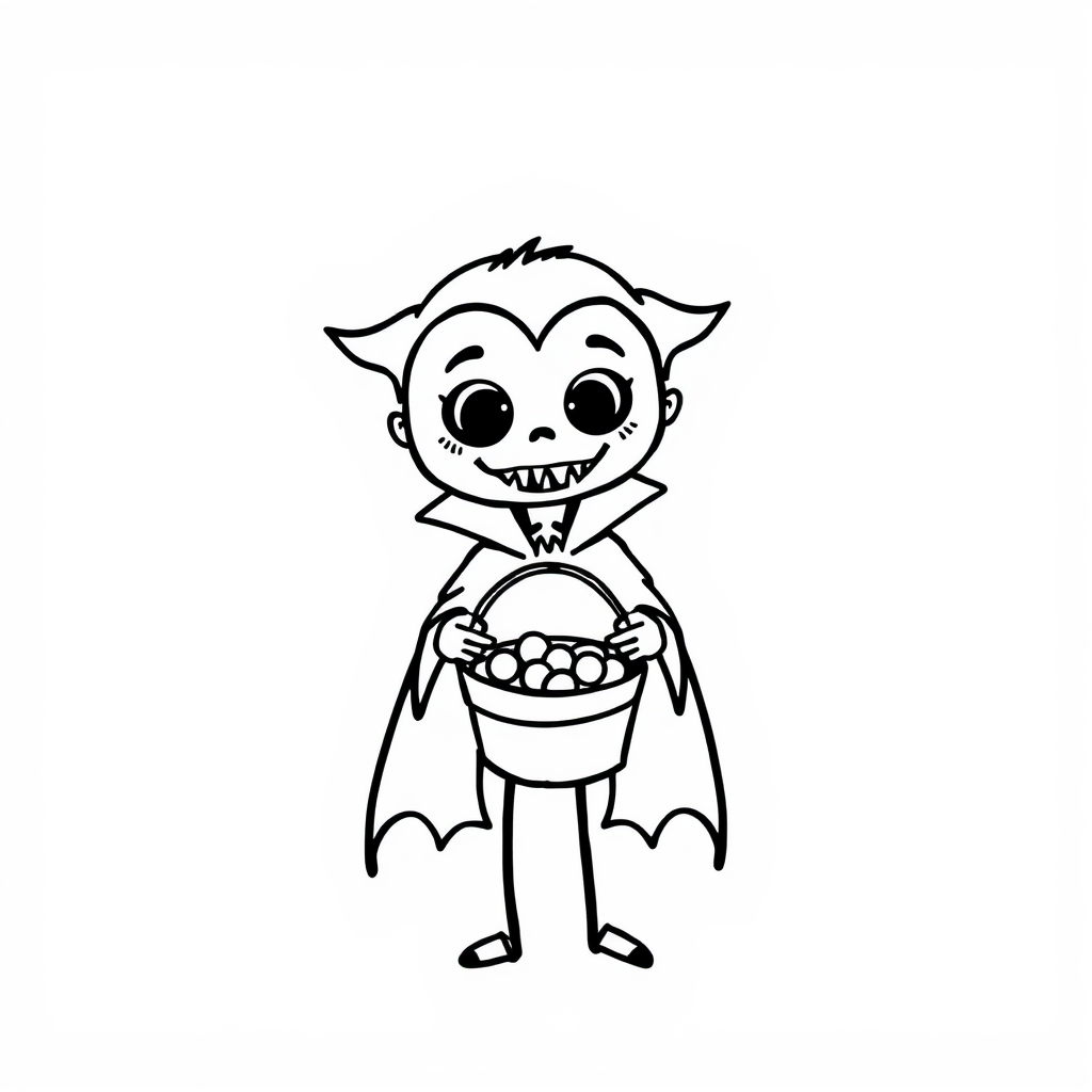 Vampire showing candy bucket