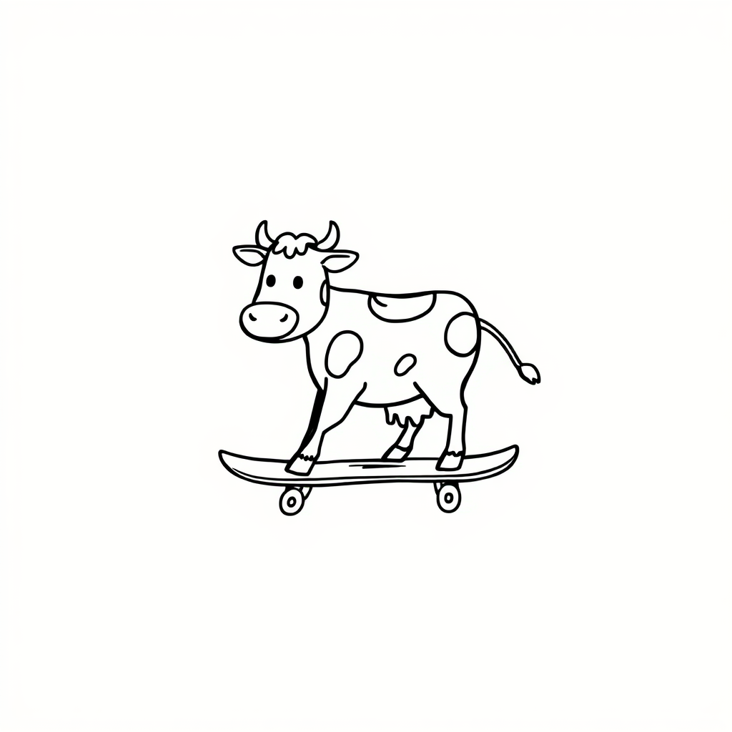 Cow riding skateboard