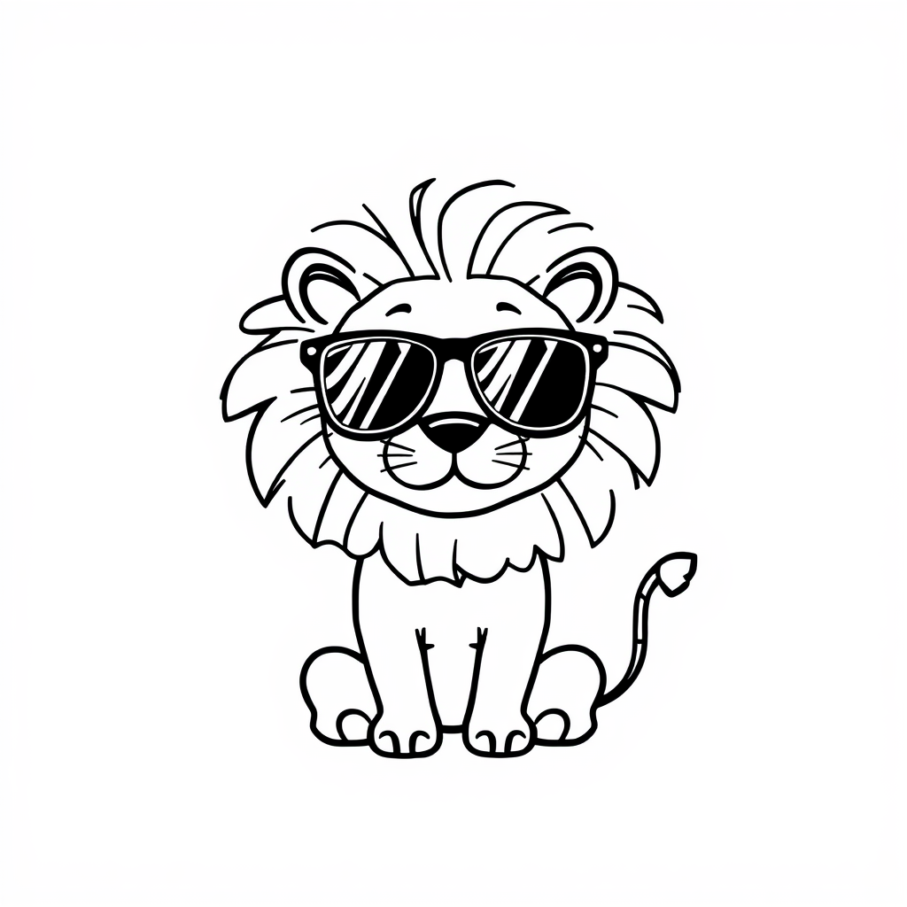 Lion wearing sunglasses