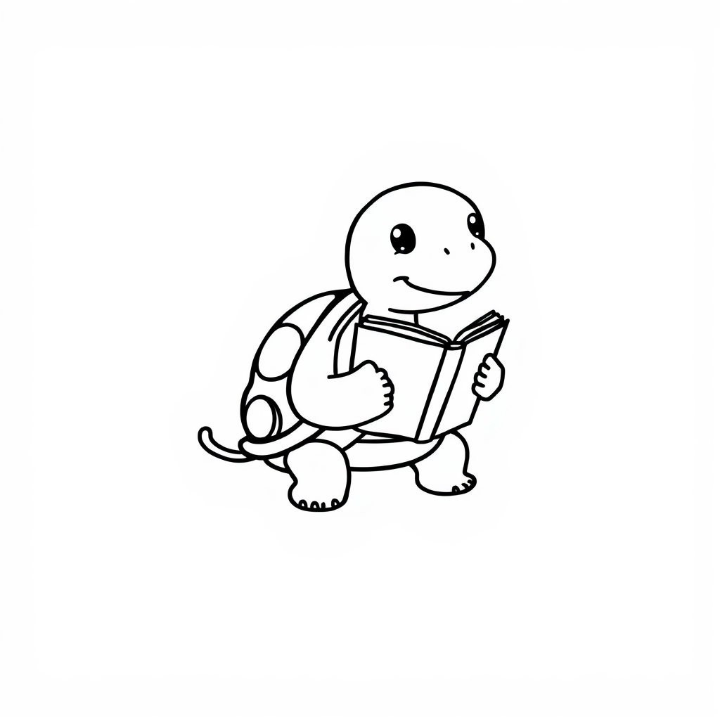 Turtle reading a book