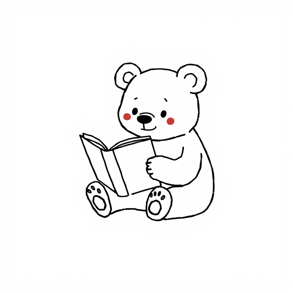 Bear reading a book