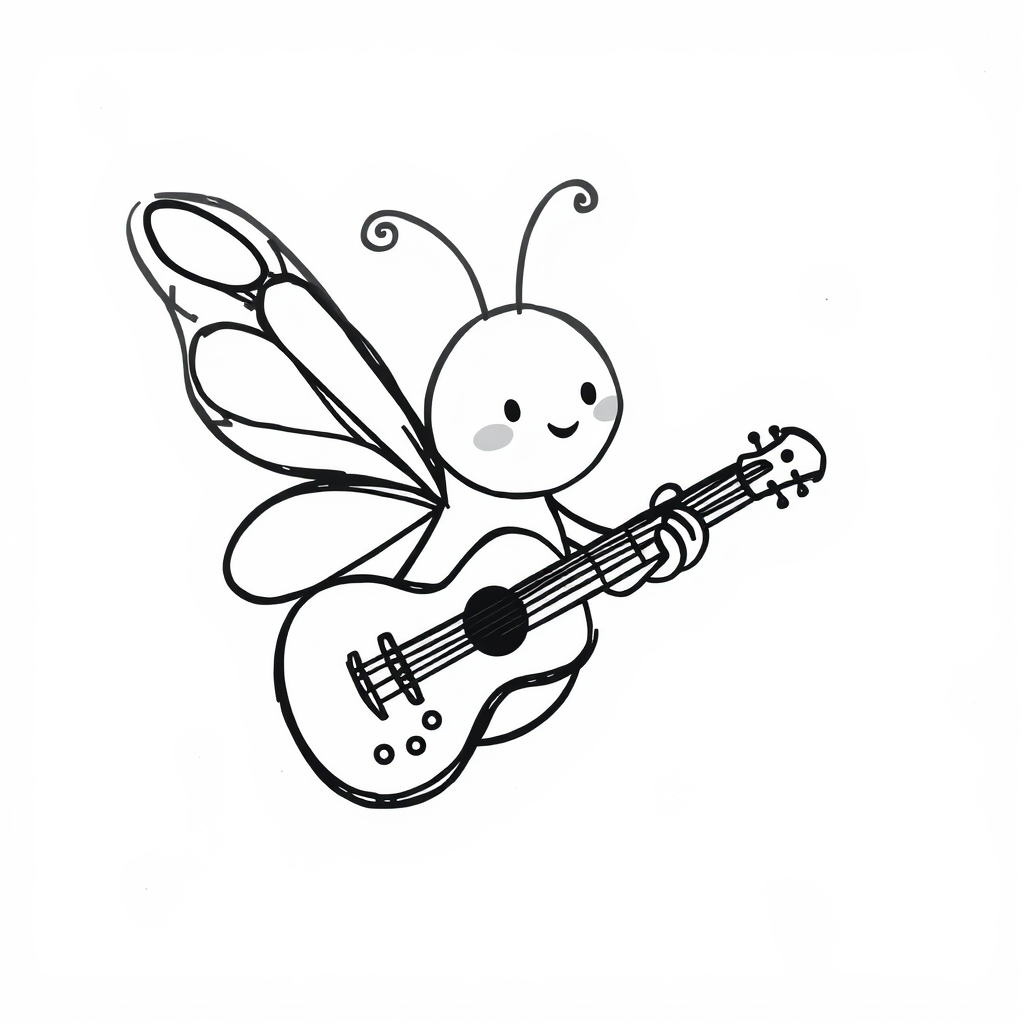 Butterfly playing guitar