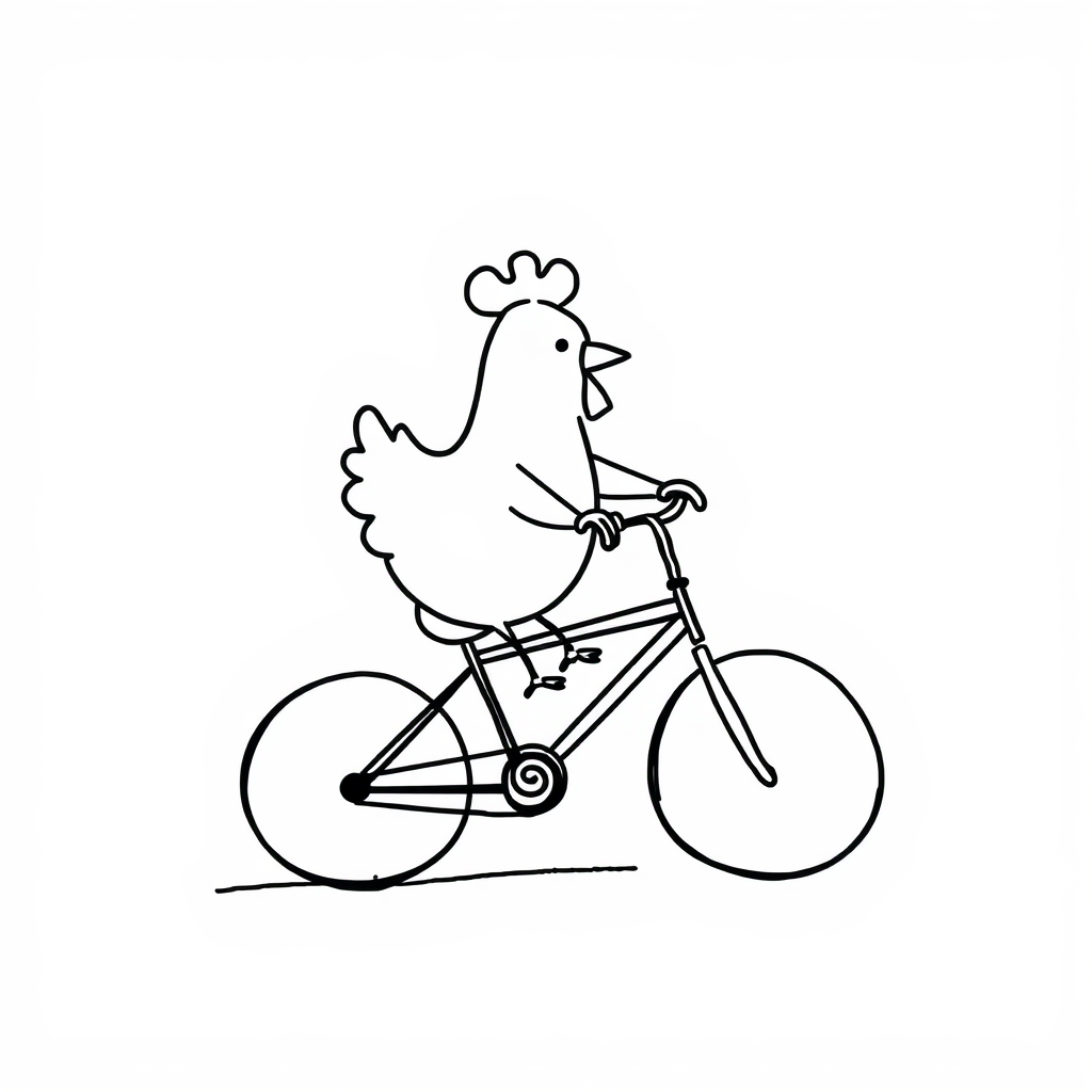 Chicken riding bicycle