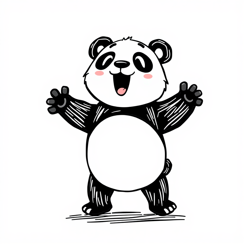 Excited Panda Jumping Up