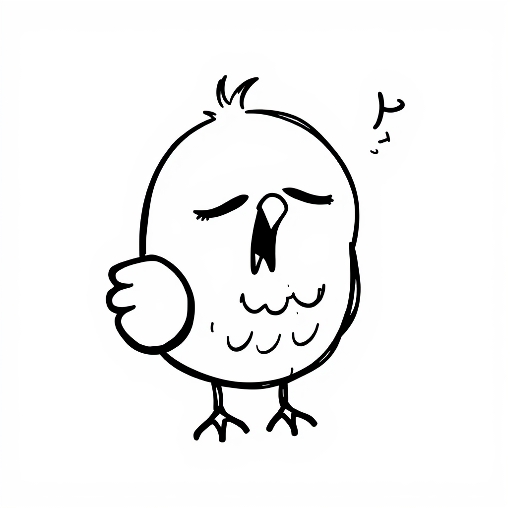 Sleepy bird yawning