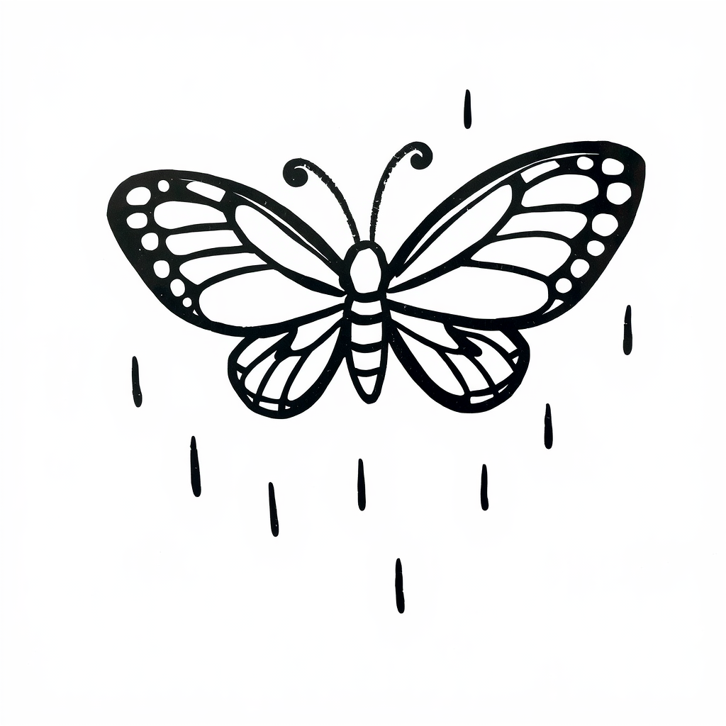 Sad Butterfly in Rain