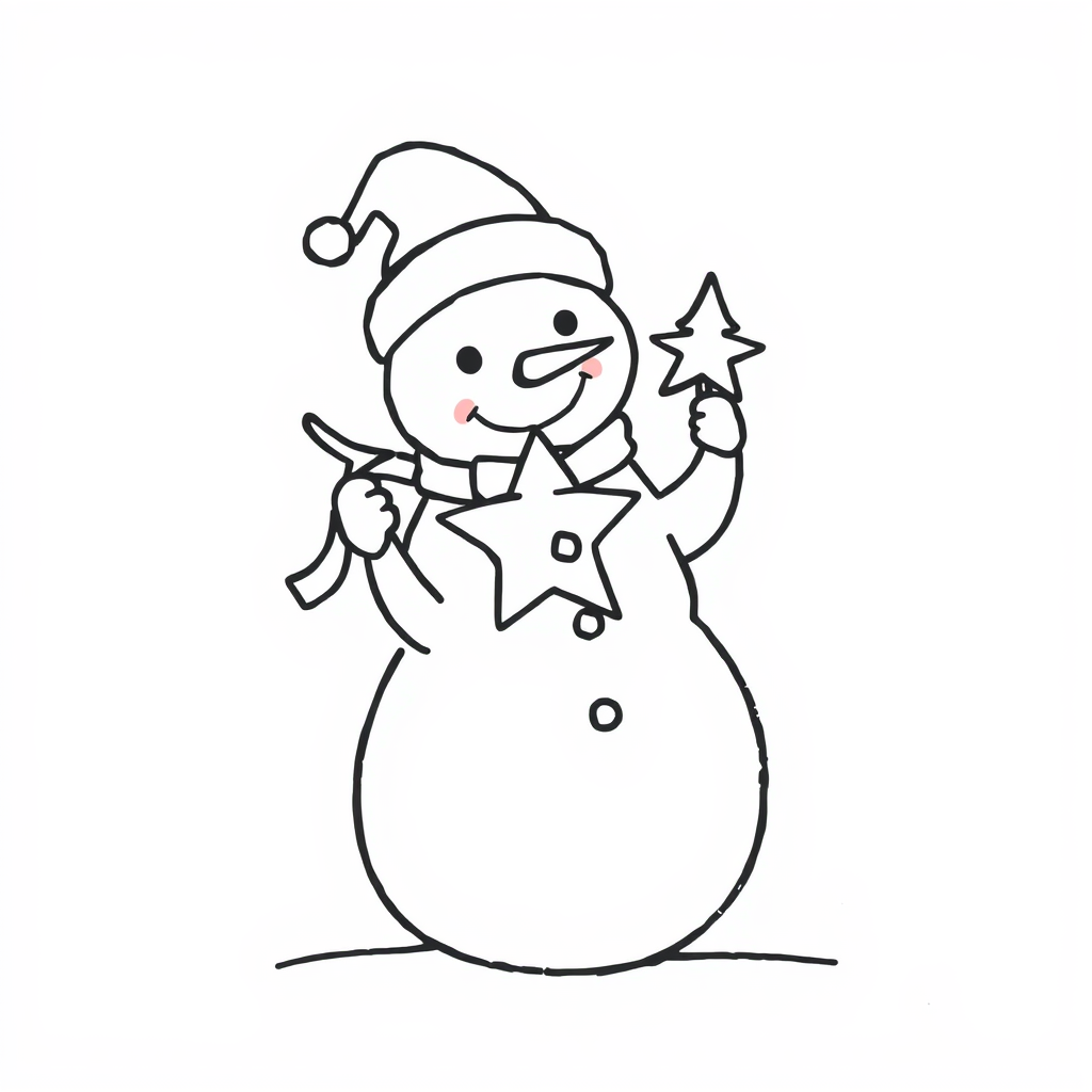 Snowman holding Christmas tree star