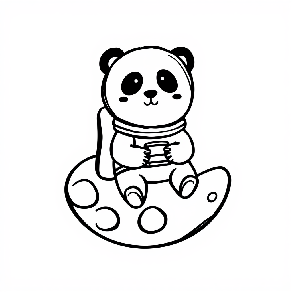 Panda Astronaut on Moon