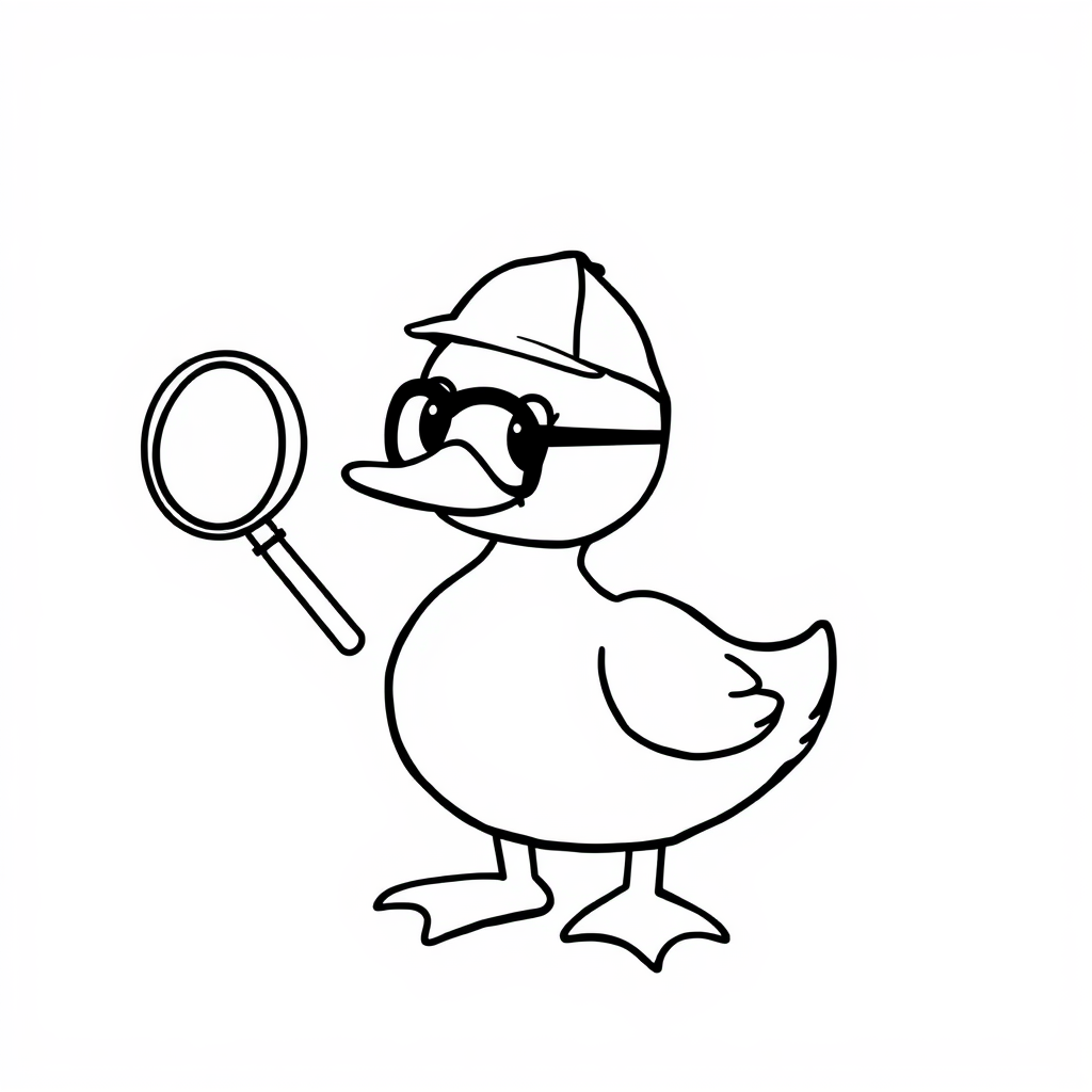 Detective Duck with magnifying glass