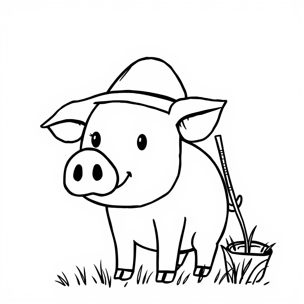 Pig as a farmer.