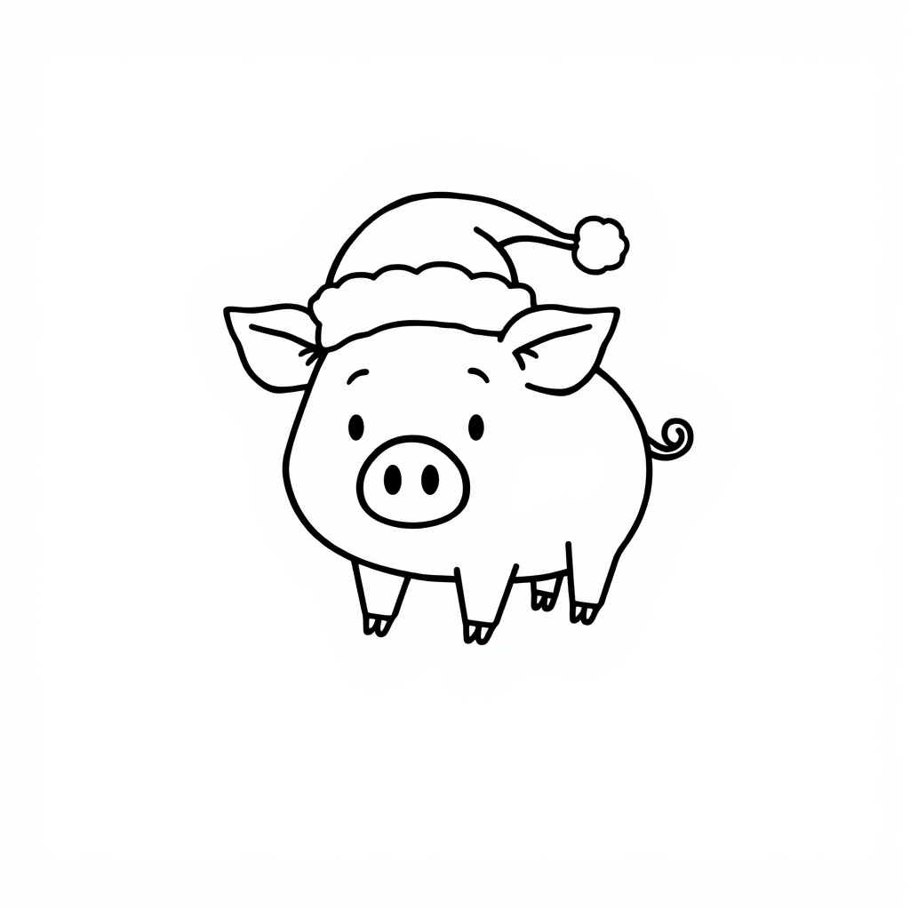 Pig with a Santa hat