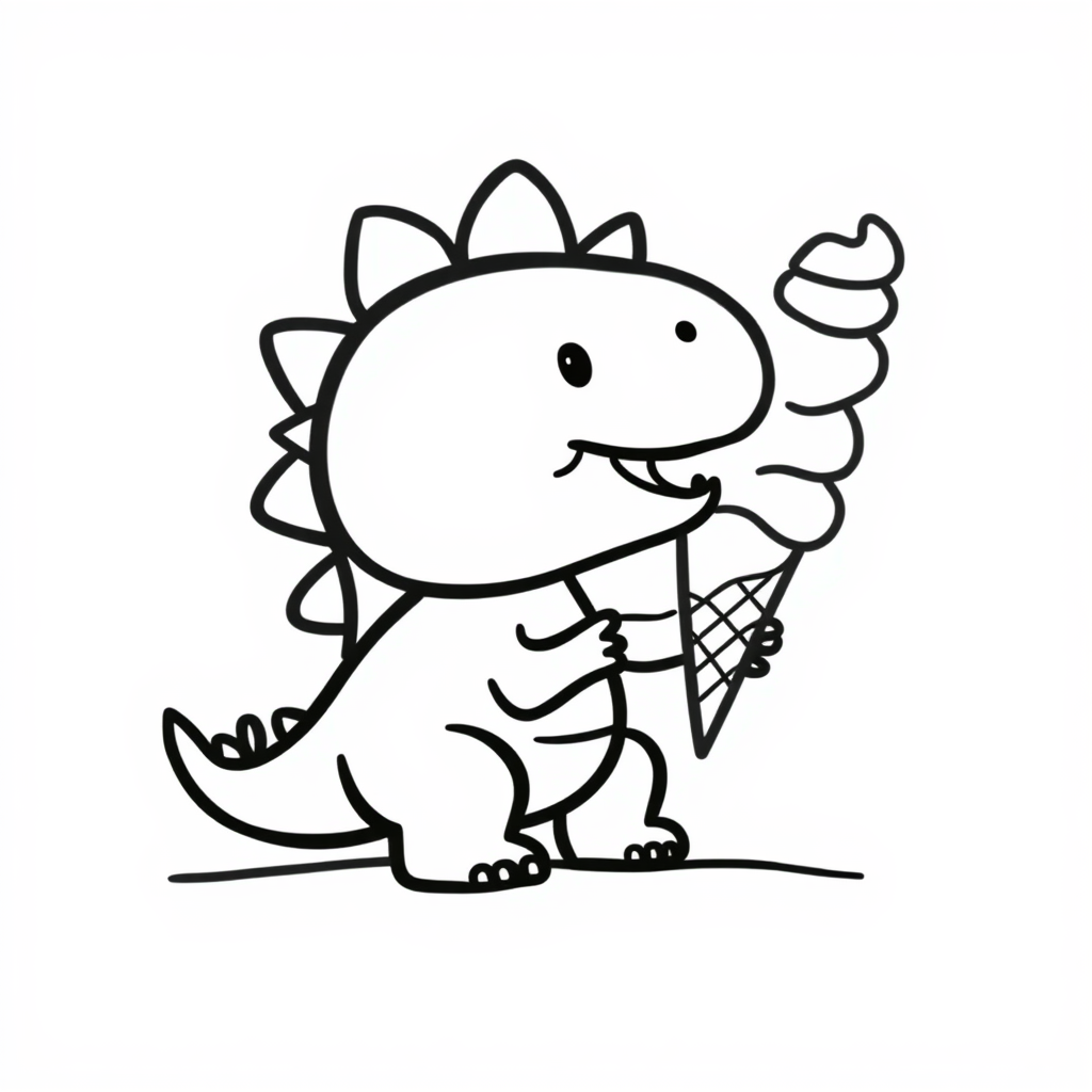 Dinosaur eating ice cream cone