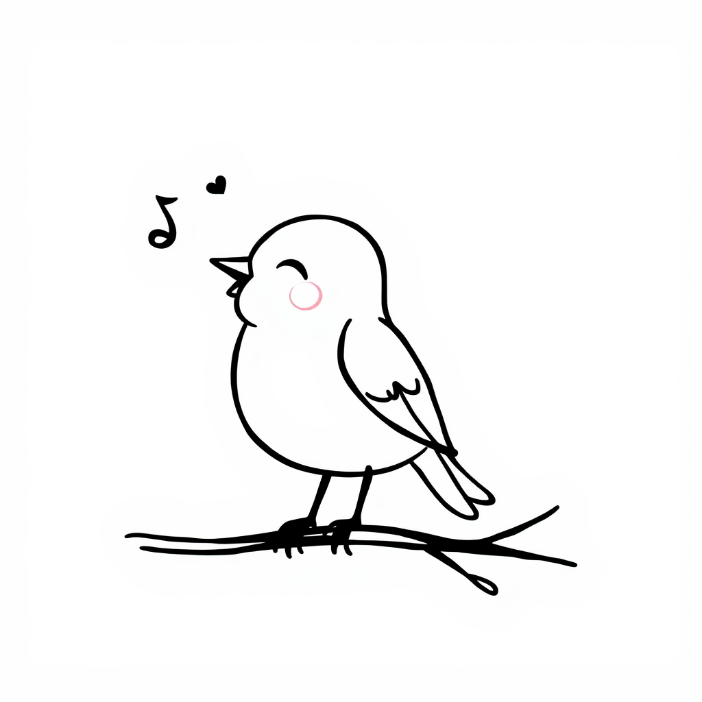 Bird singing on branch