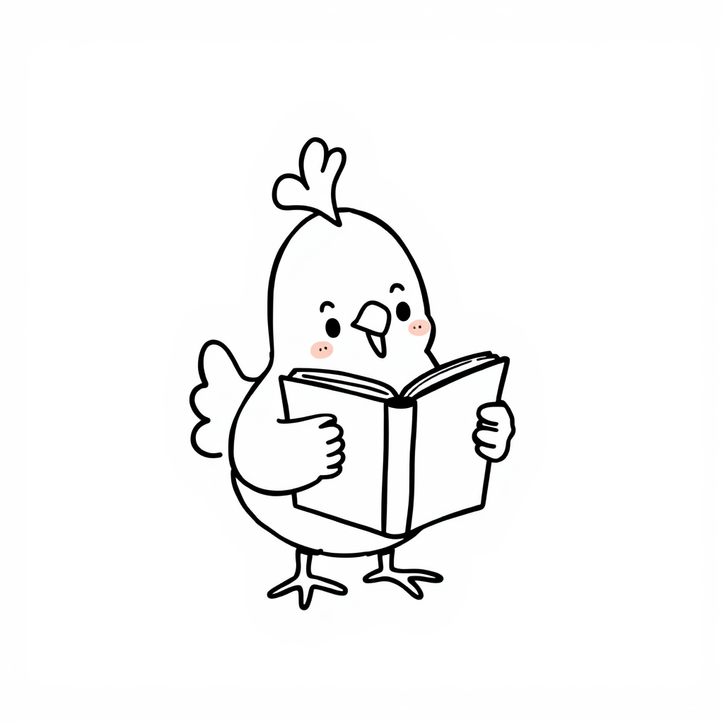 Chicken reading book