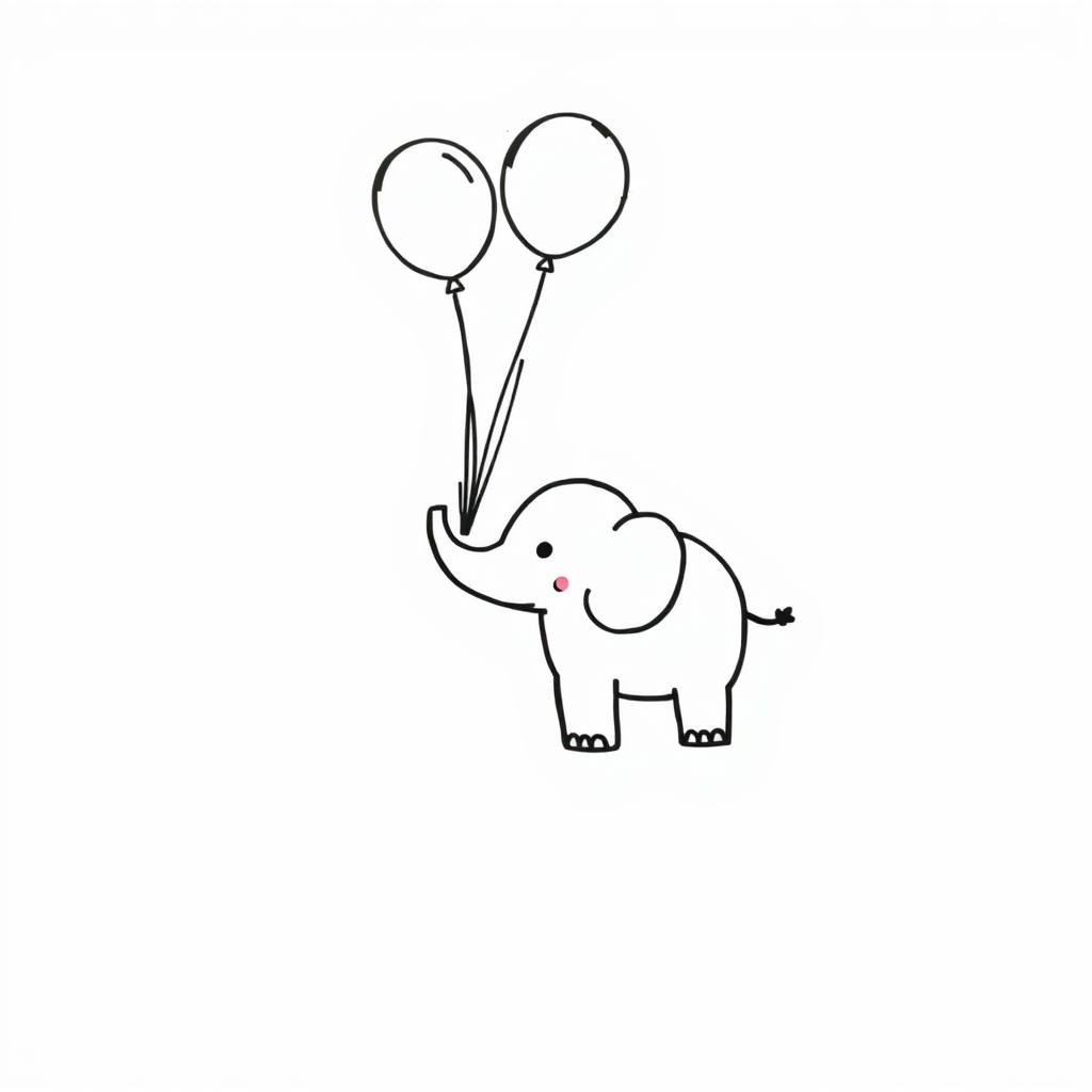 Elephant blowing balloons