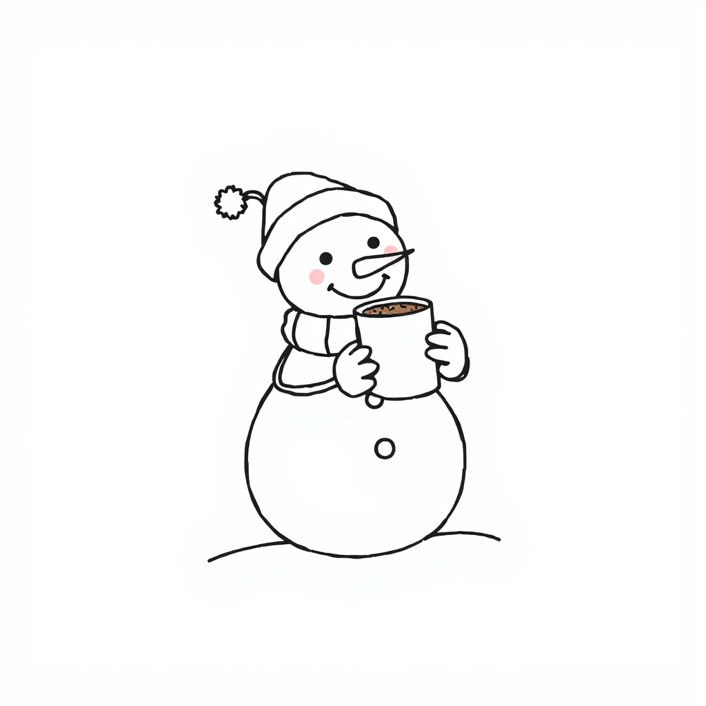 Snowman holding hot cocoa