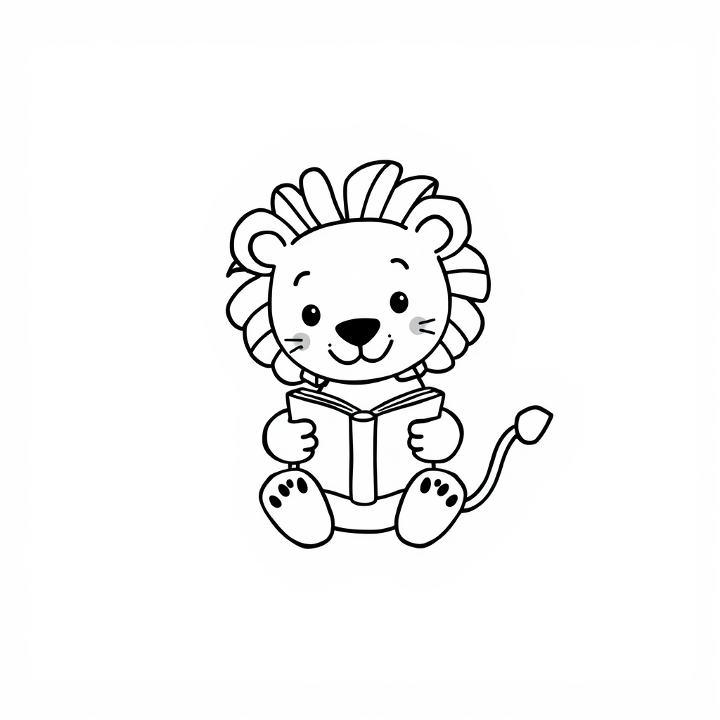 Lion reading books