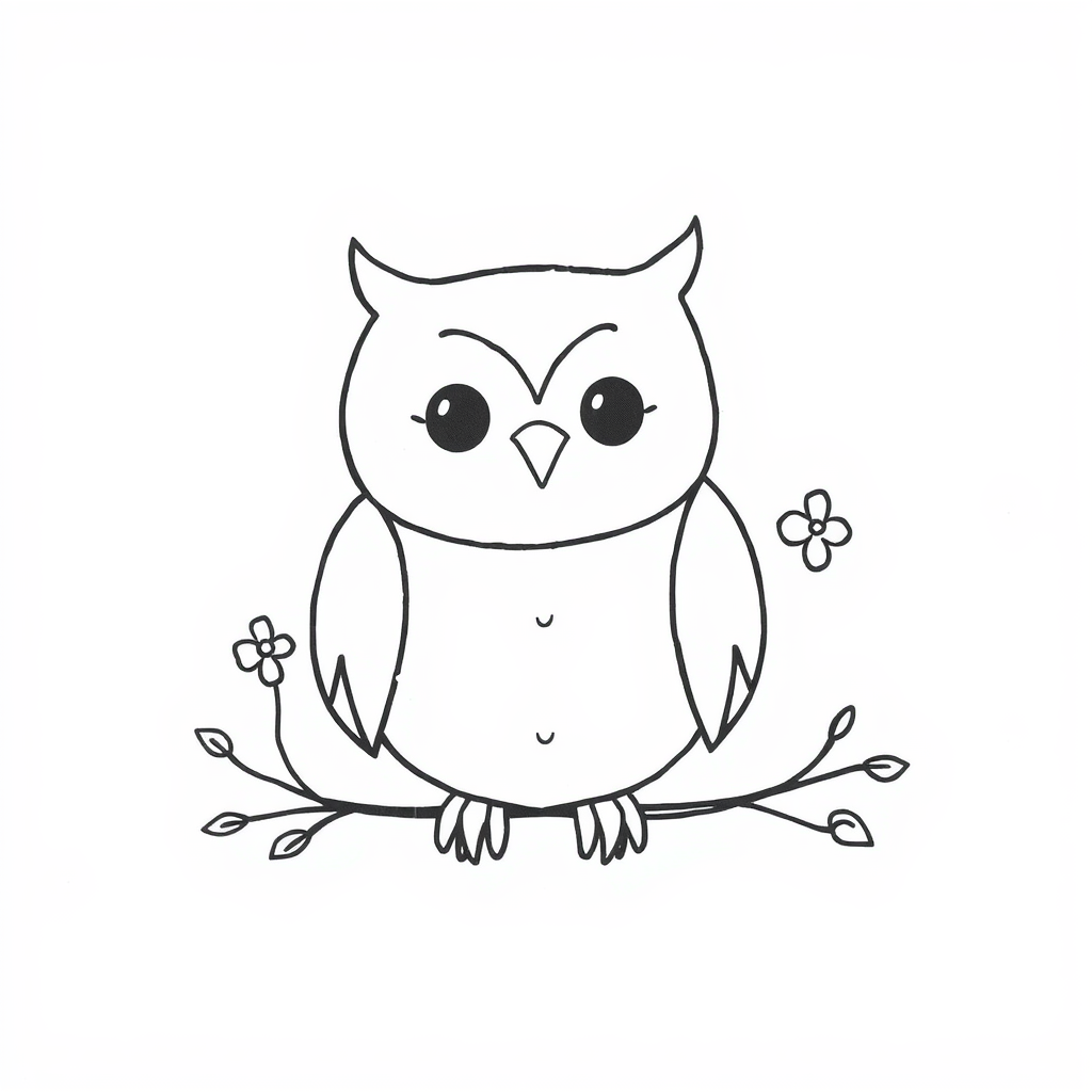 Spring Owl with Blossoms