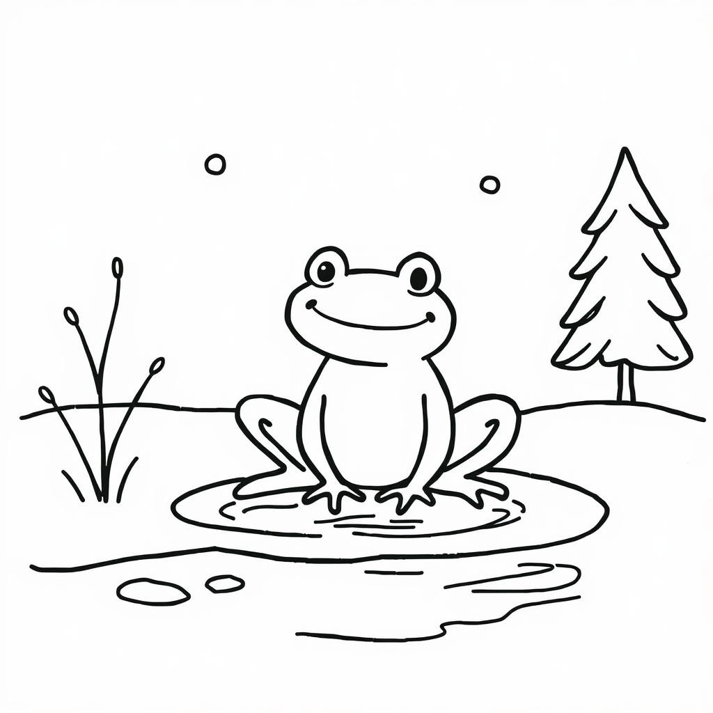 Frog sitting by winter pond