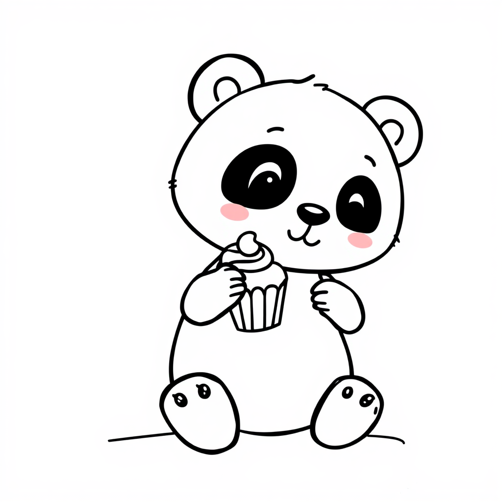 Panda with a cupcake