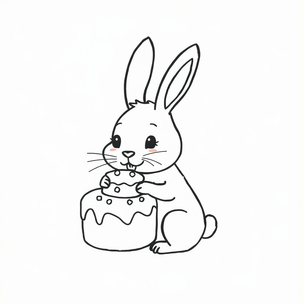 Rabbit eating cake