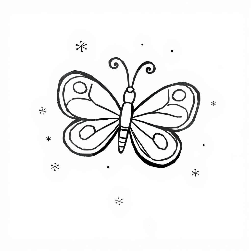 Butterfly in winter snowflakes